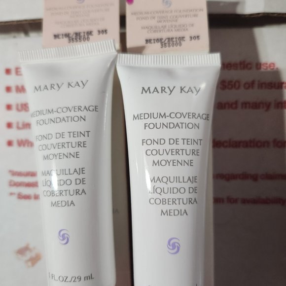 Mary Kay Medium Coverage BEIGE 305 Liquid Foundation 1 OZ PINK CAP - Picture 3 of 4